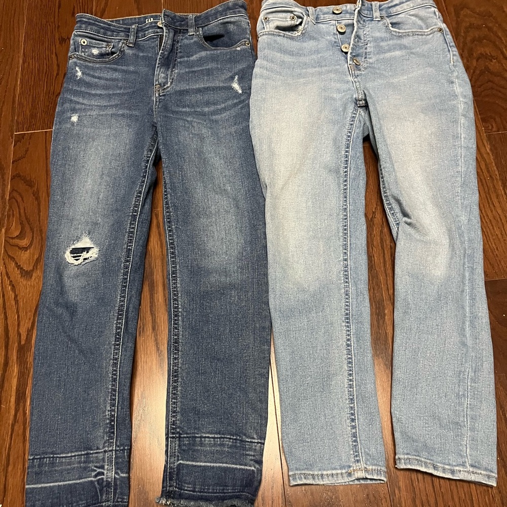Girls 10 GAP Dark Blue and Light Blue Ankle Jeans